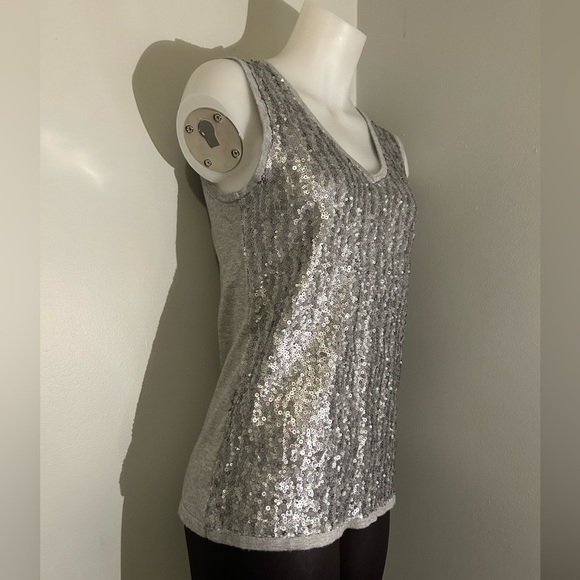 89th & Madison silver sequined women’s sz L tank, party top - Picture 2 of 4